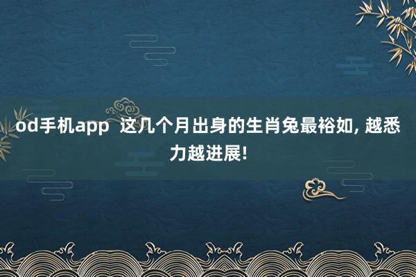 od手机app  这几个月出身的生肖兔最裕如， 越悉力越进展!