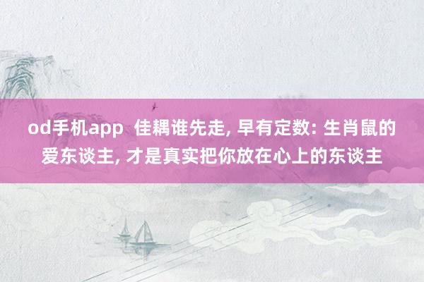 od手机app  佳耦谁先走， 早有定数: 生肖鼠的爱东谈主， 才是真实把你放在心上的东谈主