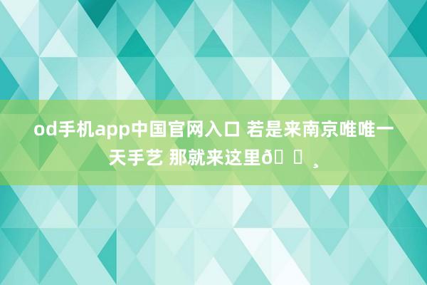 od手机app中国官网入口 若是来南京唯唯一天手艺 那就来这里🌸