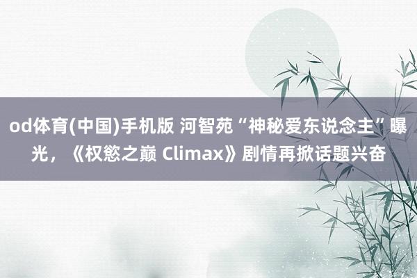 od体育(中国)手机版 河智苑“神秘爱东说念主”曝光，《权慾之巅 Climax》剧情再掀话题兴奋