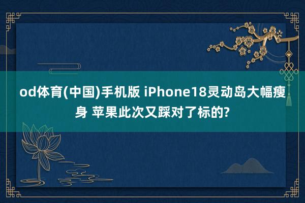 od体育(中国)手机版 iPhone18灵动岛大幅瘦身 苹果此次又踩对了标的?