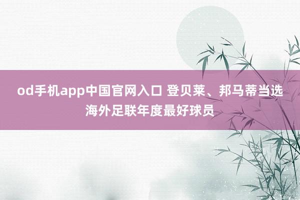 od手机app中国官网入口 登贝莱、邦马蒂当选海外足联年度最好球员