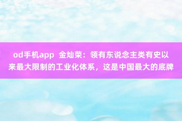 od手机app  金灿荣：领有东说念主类有史以来最大限制的工业化体系，这是中国最大的底牌