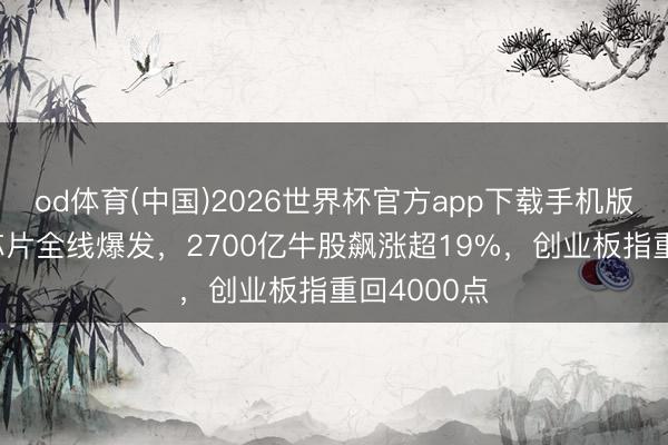 od体育(中国)2026世界杯官方app下载手机版 A股存储芯片全线爆发，2700亿牛股飙涨超19%，创业板指重回4000点