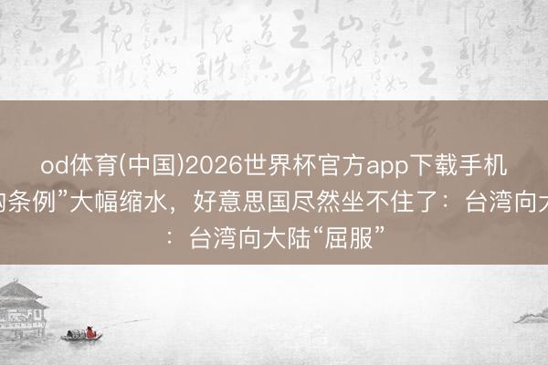 od体育(中国)2026世界杯官方app下载手机版 台“军购条例”大幅缩水,好意思国尽然坐不住了:台湾向大陆“屈服”
