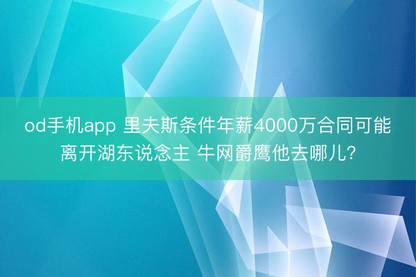 od手机app 里夫斯条件年薪4000万合同可能离开湖东说念主 牛网爵鹰他去哪儿？