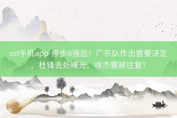 od手机app 停步8强后！广东队作出首要决定，杜锋去处曝光，徐杰要被往复？