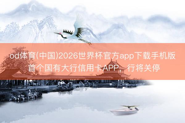 od体育(中国)2026世界杯官方app下载手机版 首个国有大行信用卡APP,行将关停