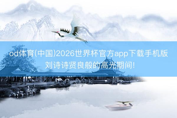 od体育(中国)2026世界杯官方app下载手机版 刘诗诗贤良般的高光期间!