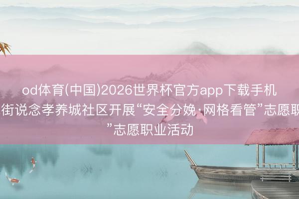 od体育(中国)2026世界杯官方app下载手机版 南苑街说念孝养城社区开展“安全分娩·网格看管”志愿职业活动