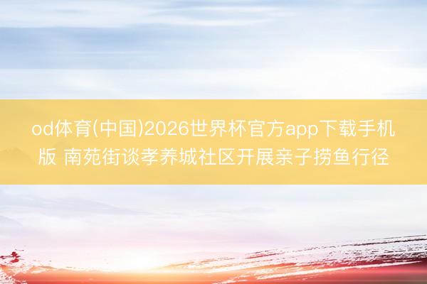 od体育(中国)2026世界杯官方app下载手机版 南苑街谈孝养城社区开展亲子捞鱼行径