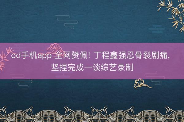 od手机app 全网赞佩! 丁程鑫强忍骨裂剧痛, 坚捏完成一谈综艺录制