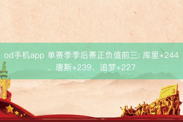 od手机app 单赛季季后赛正负值前三: 库里+244、唐斯+239、追梦+227