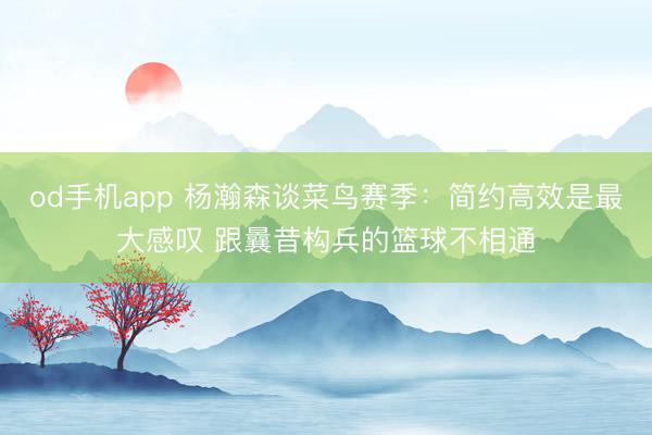 od手机app 杨瀚森谈菜鸟赛季：简约高效是最大感叹 跟曩昔