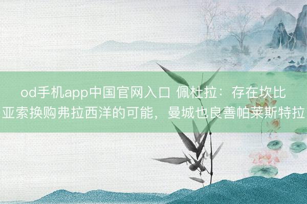 od手机app中国官网入口 佩杜拉:存在坎比亚索换购弗拉西洋的可能,曼城也良善帕莱斯特拉