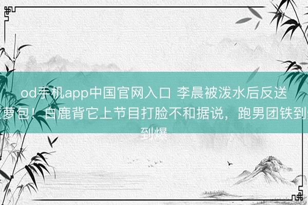 od手机app中国官网入口 李晨被泼水后反送菠萝包！白鹿背它上节目打脸不和据说，跑男团铁到爆