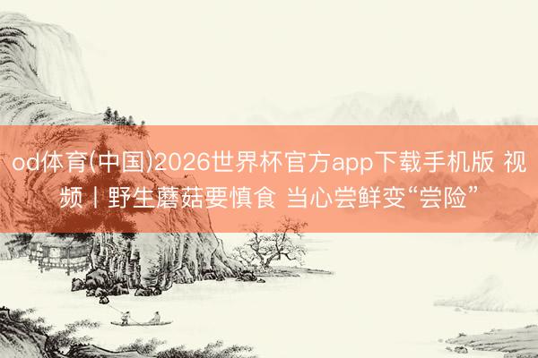 od体育(中国)2026世界杯官方app下载手机版 视频丨野生蘑菇要慎食 当心尝鲜变“尝险”