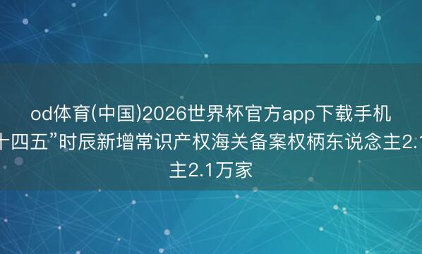 od体育(中国)2026世界杯官方app下载手机版 “十四五”时辰新增常识产权海关备案权柄东说念主2.1万家