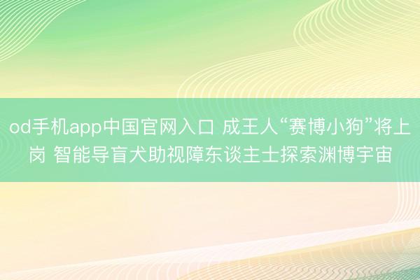 od手机app中国官网入口 成王人“赛博小狗”将上岗 智能导盲犬助视障东谈主士探索渊博宇宙