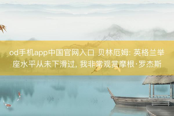 od手机app中国官网入口 贝林厄姆: 英格兰举座水平从未下滑过， 我非常观赏摩根·罗杰斯