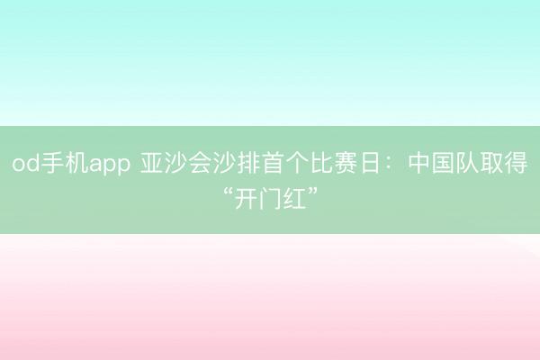 od手机app 亚沙会沙排首个比赛日:中国队取得“开门红”