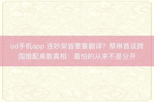 od手机app 连吵架皆要靠翻译？蔡琳首谈跨国婚配离散真相：最怕的从来不是分开