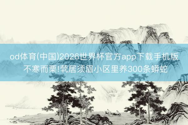 od体育(中国)2026世界杯官方app下载手机版 不寒而栗!茕居须眉小区里养300条蟒蛇