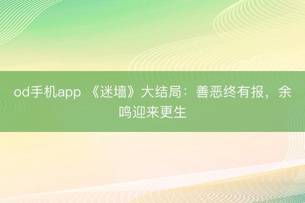 od手机app 《迷墙》大结局：善恶终有报，余鸣迎来更生