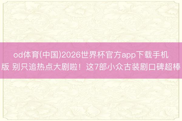 od体育(中国)2026世界杯官方app下载手机版 别只追热点大剧啦！这7部小众古装剧口碑超棒