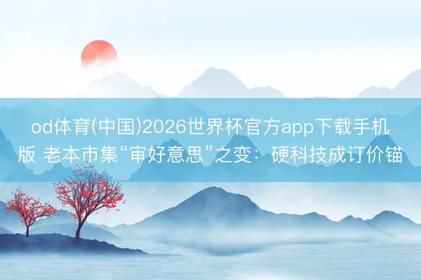 od体育(中国)2026世界杯官方app下载手机版 老本市集“审好意思”之变：硬科技成订价锚