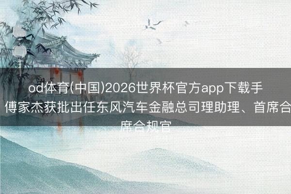 od体育(中国)2026世界杯官方app下载手机版 傅家杰获批出任东风汽车金融总司理助理、首席合规官